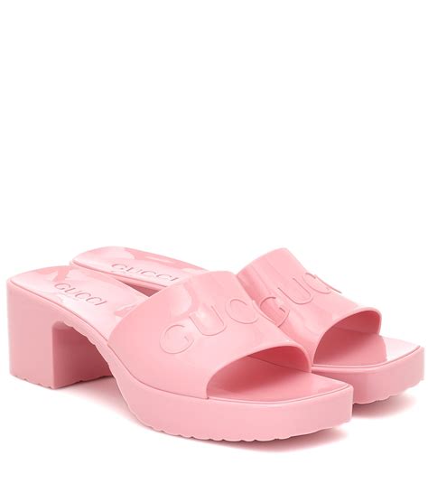 gucci pink.shoes|Gucci pink rubber shoes.